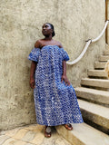 Blue Crossline Drop Shoulder Maxi Dress – Artisanal Resist-Dyed Cotton | Ayo & Aye