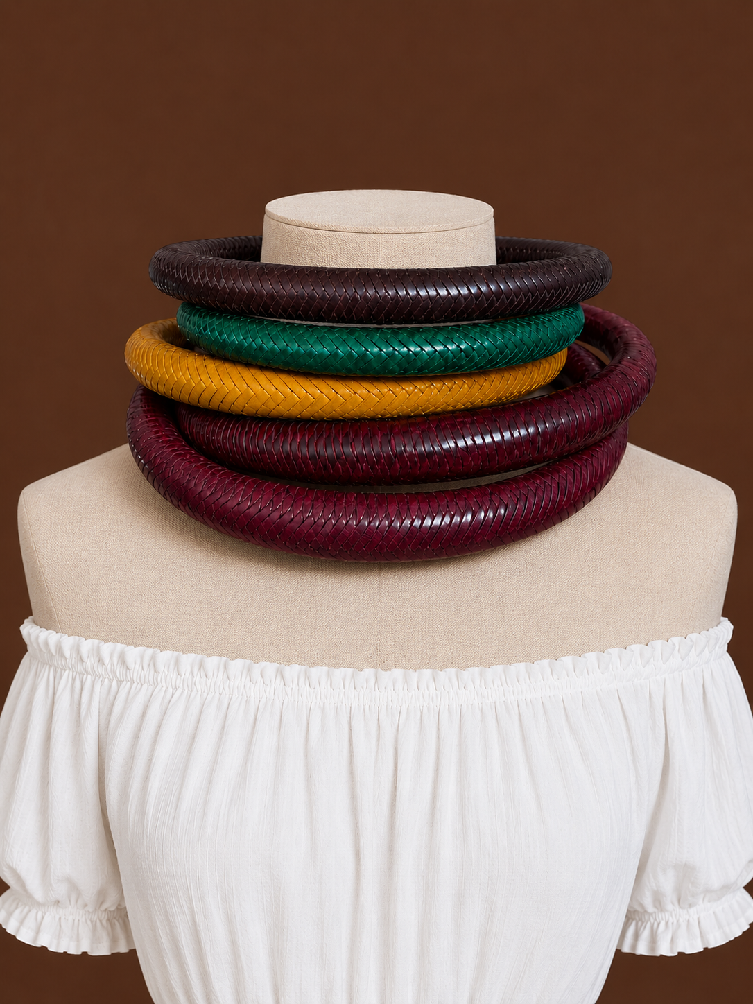Tuareg Style Chunky (Large) Woven Leather Necklace | African Statement Jewelry | Ayo & Aye