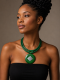 Forest Green Tuareg Leather Statement Necklace – Artisan Jewelry | Ayo & Aye