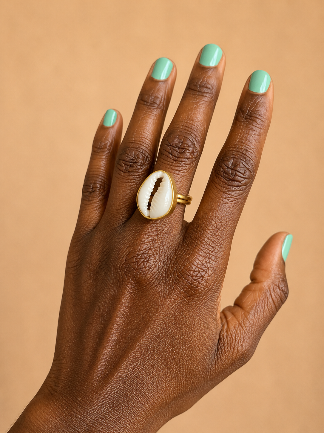 Cowrie Shell Ring | Brass Bezel Cowrie Ring | African Heritage Jewelry | Handmade Minimal Statement Ring