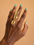 Brass Triple Cowrie Shell Ring – African Heritage Statement Ring | Ayo & Aye