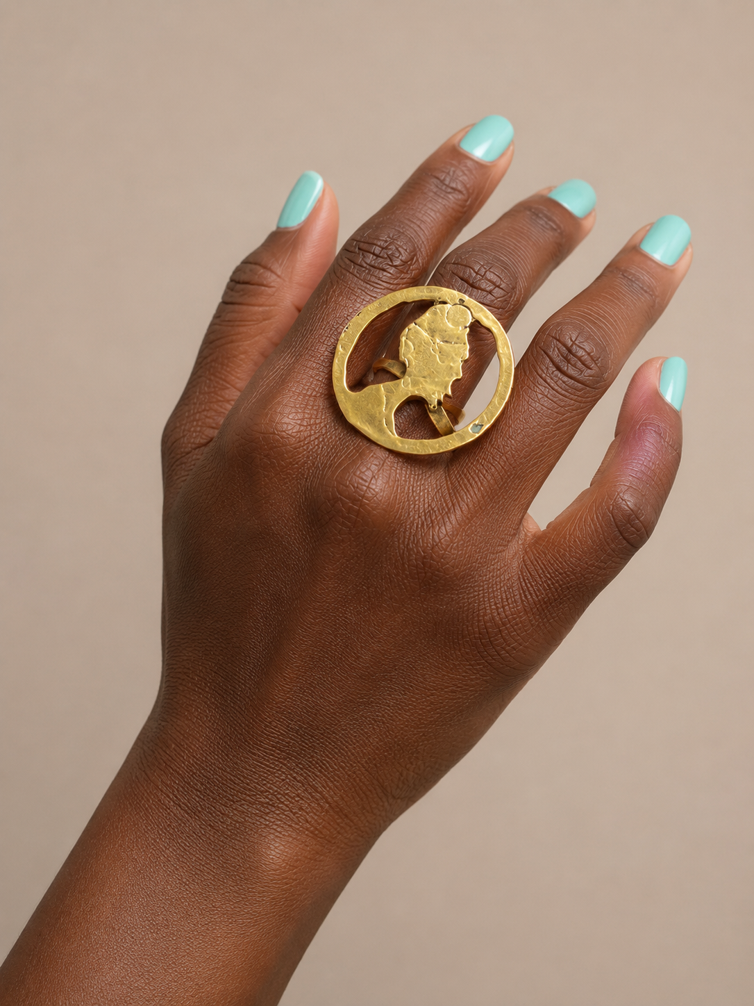 Iyamide Brass African Woman Silhouette Ring – Afrocentric Statement Jewelry | Ayo & Aye