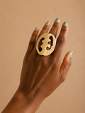 Brass Adinkra Ring | Gye Nyame Round Symbol Ring | African Heritage Jewelry | Handmade Statement Ring
