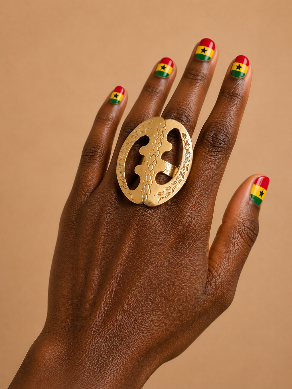 Football 2026 Team Appreciation | Brass Adinkra Ring | Large Round Symbol Ring | African Heritage Jewelry | Handmade Statement Ring
