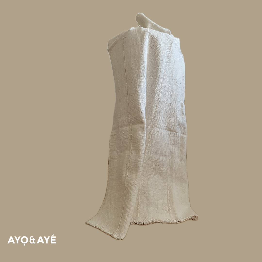 Authentic Bogolan Mud Cloth Textile (Plain White)