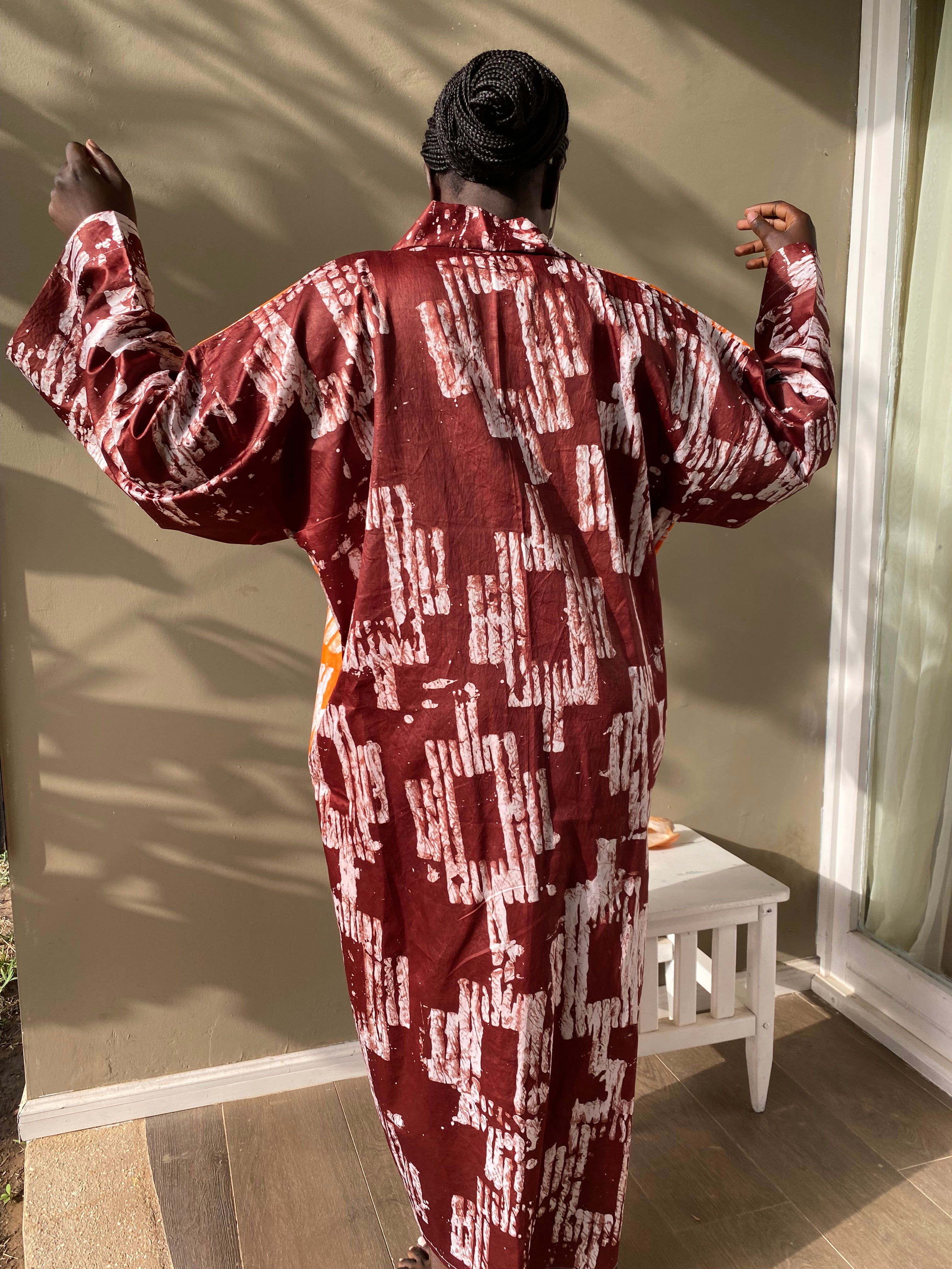 The Kumi Resort Kimono, Multi-colored SS25 #001, Artisanal Batik, 100% Cotton (M-XL)