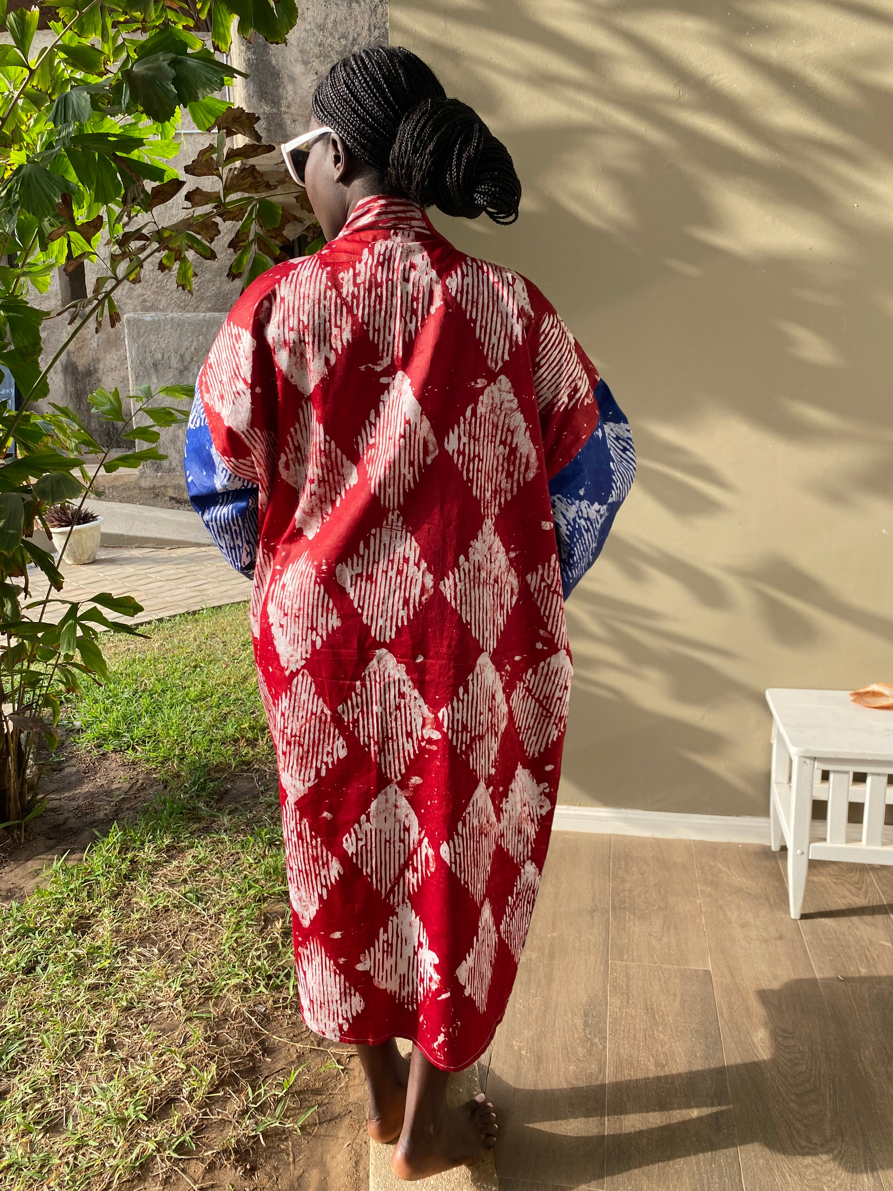 The Kumi Resort Kimono, Multi-colored SS25 #004, Artisanal Batik, 100% Cotton (M-XL)