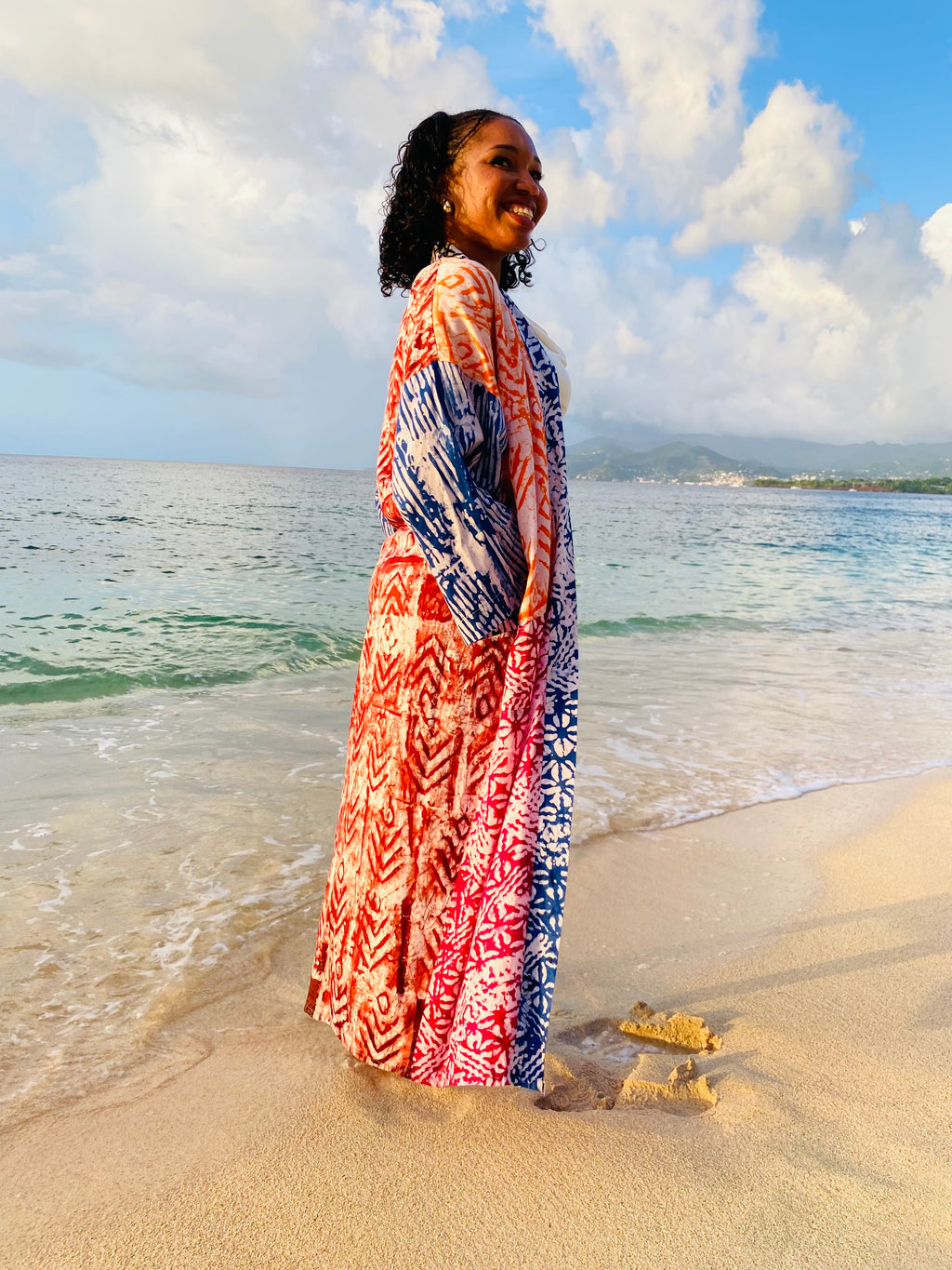 The Kumi Resort Kimono — Sunrise Medley Artisanal Batik, 100% Cotton (M-L)