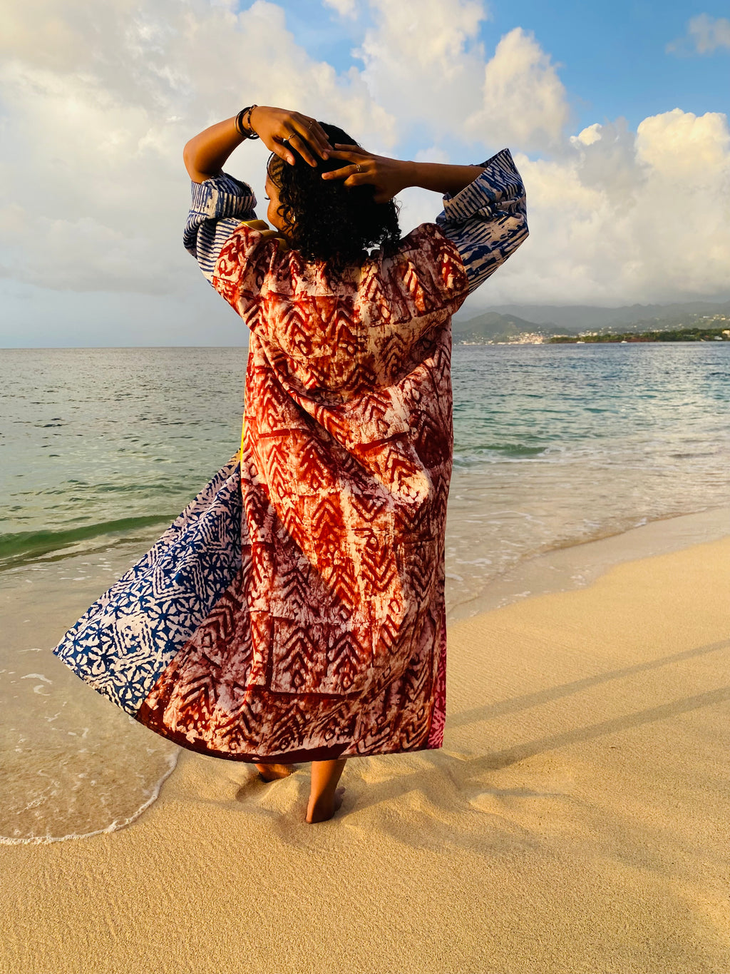 The Kumi Resort Kimono — Sunrise Medley Artisanal Batik, 100% Cotton (M-L)