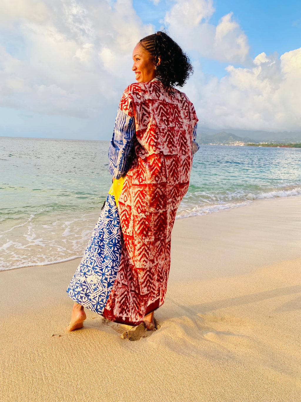 The Kumi Resort Kimono — Sunrise Medley Artisanal Batik, 100% Cotton (M-L)