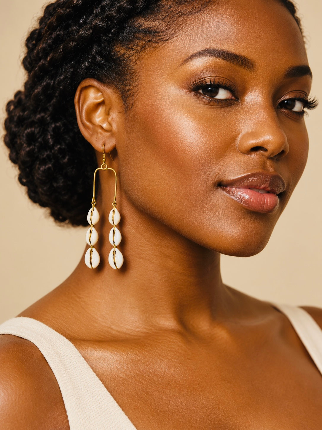 Cowrie Shell Ladder Drop Earrings with Brass | Ayo & Aye