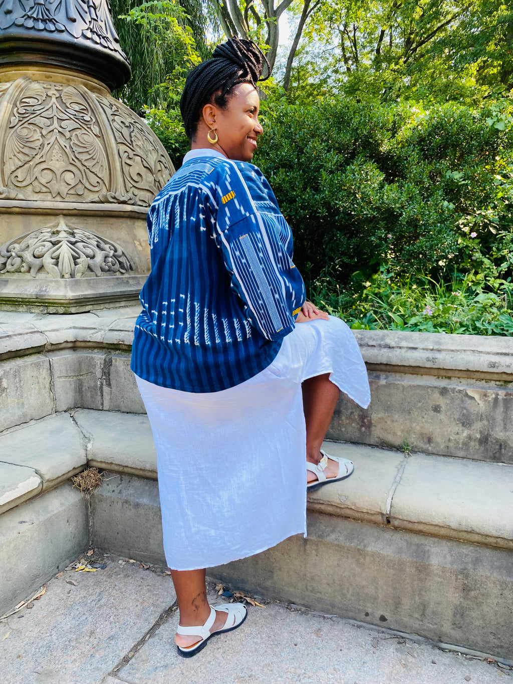 Authentic Resist-Dyed Indigo Jacket – Vintage Mossi West African Mud Cloth, Handwoven Button-Down | Ayo & Aye