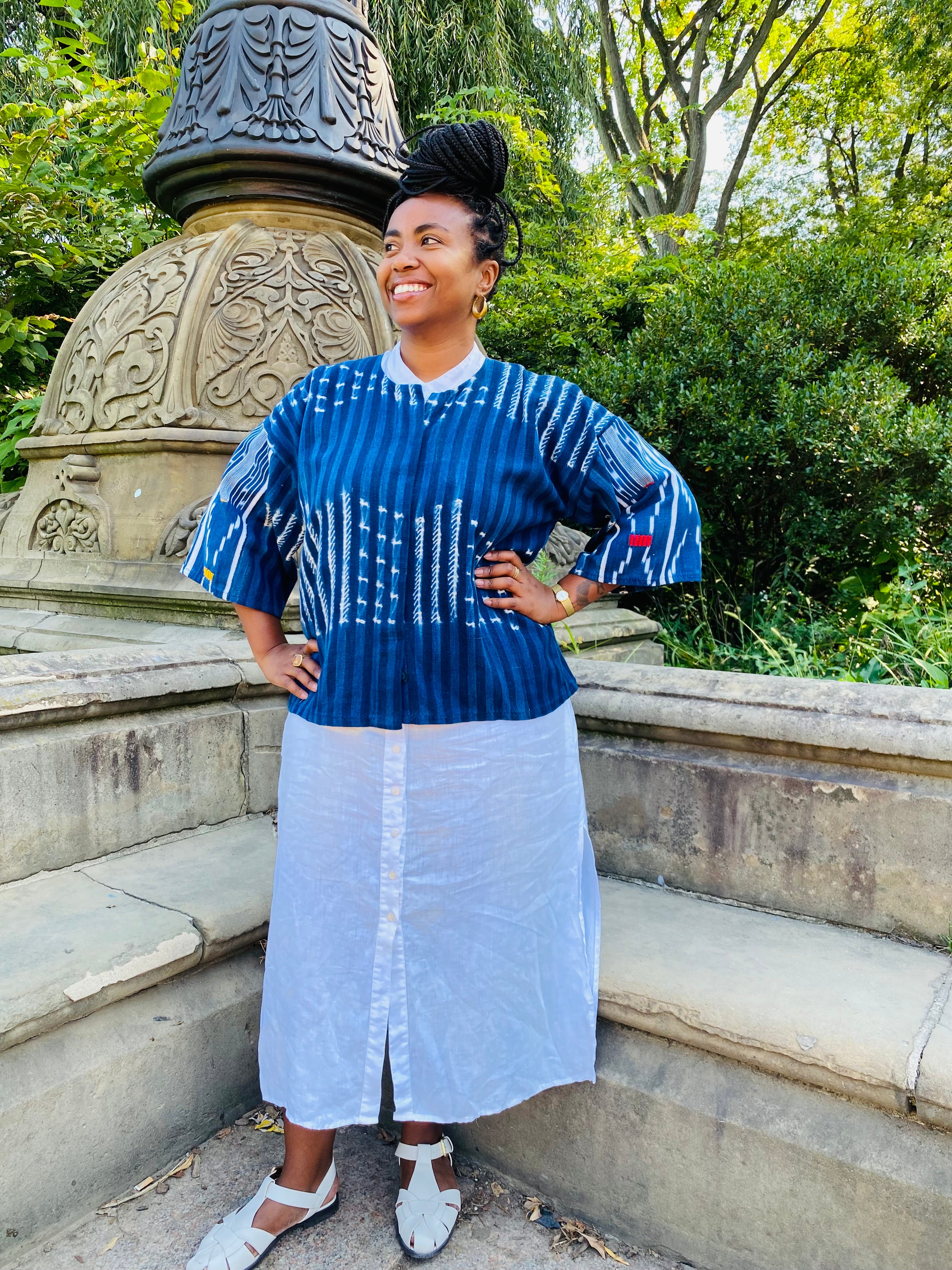 Authentic Resist-dyed Indigo Jacket, Vintage Mossi, West African Mud Cloth, Handwoven Button-Down (#29)