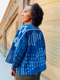 Women's Natural Vintage Indigo Jacket – African Mud Cloth Handwoven Button-Down | Ayo & Aye