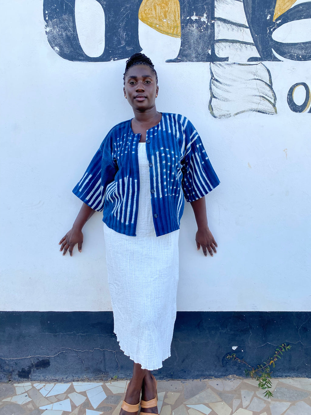 Authentic Resist-Dyed Vintage Mossi Indigo Jacket – Handwoven Button-Down, No. 01 (M/L) | Ayo & Aye