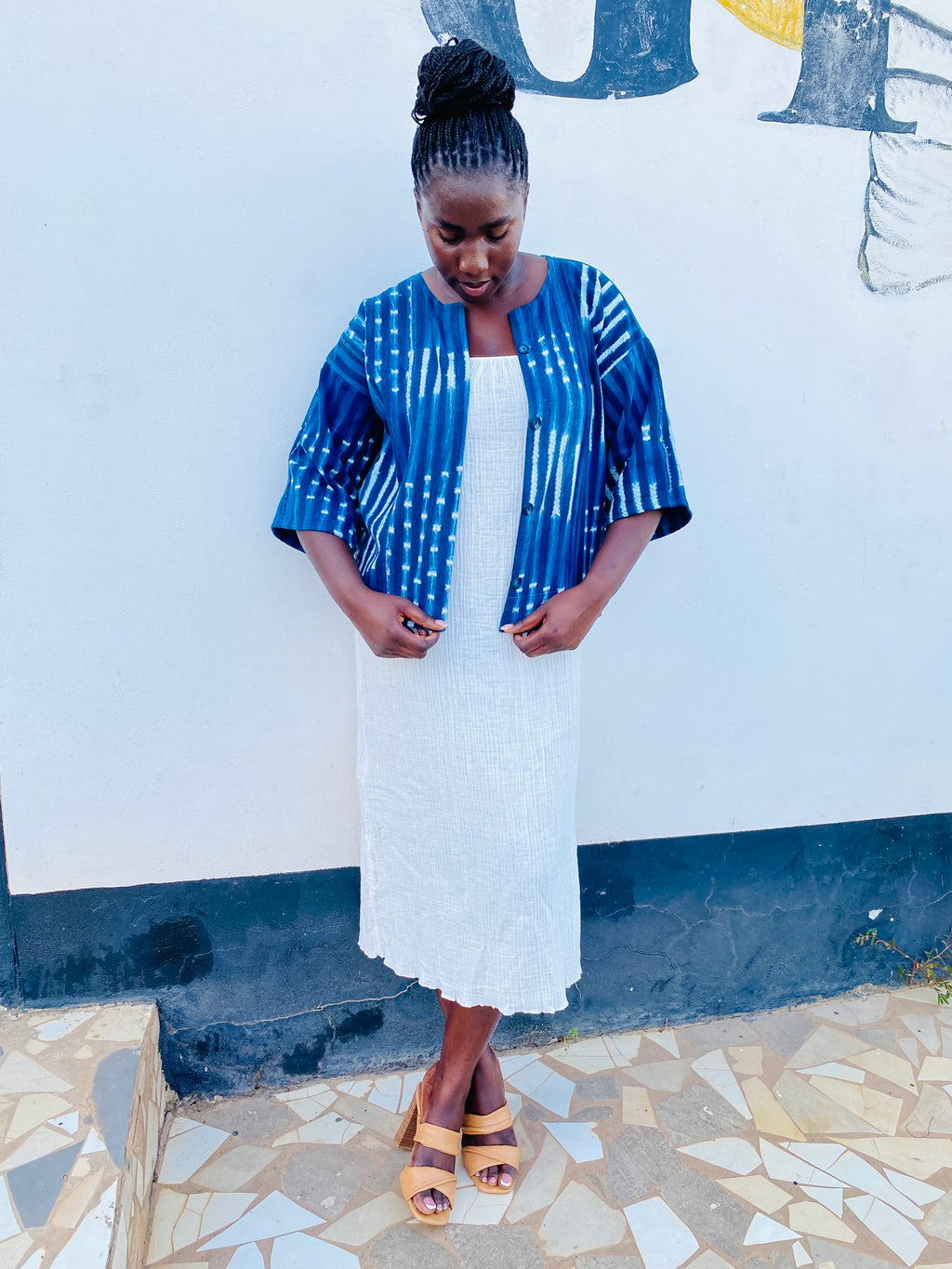 Authentic Resist-Dyed Vintage Mossi Indigo Jacket – Handwoven Button-Down, No. 02 (M/L) | Ayo & Aye