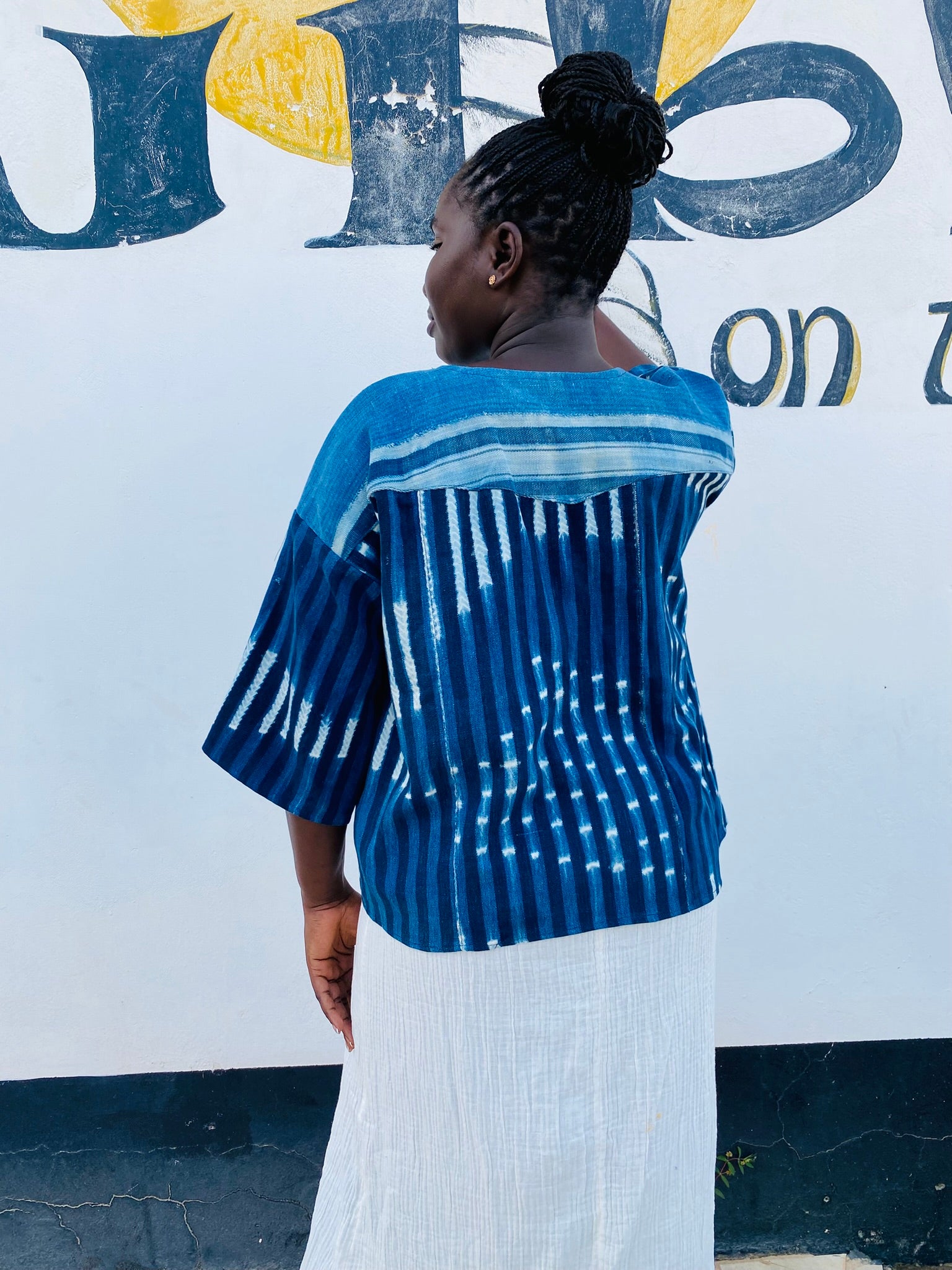 Authentic Resist-Dyed Vintage Mossi Indigo Jacket – Handwoven Button-Down, No. 02 (M/L) | Ayo & Aye