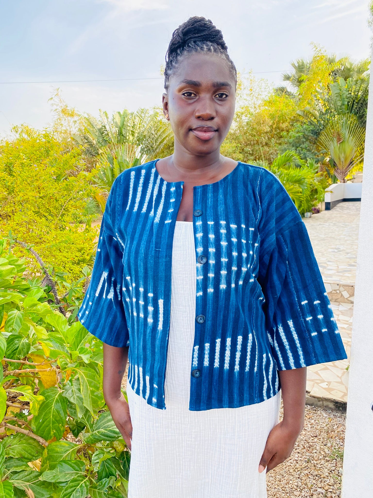 Authentic Resist-Dyed Vintage Mossi Indigo Jacket – Handwoven Button-Down, No. 04 (M) | Ayo & Aye