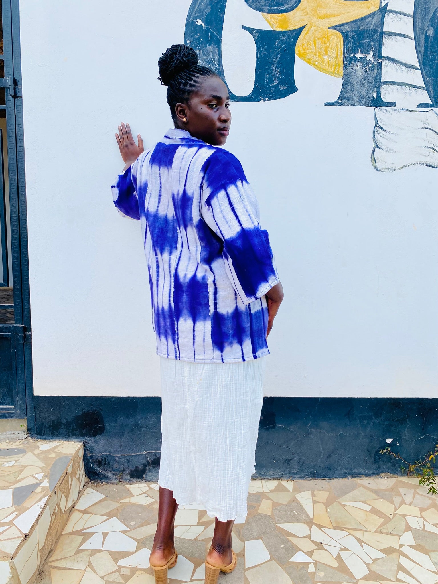 Authentic Resist-Dyed Purple Indigo Jacket, Bamana Indigo Cloth, Handwoven Open Front Jacket, No. 02, (M/L)