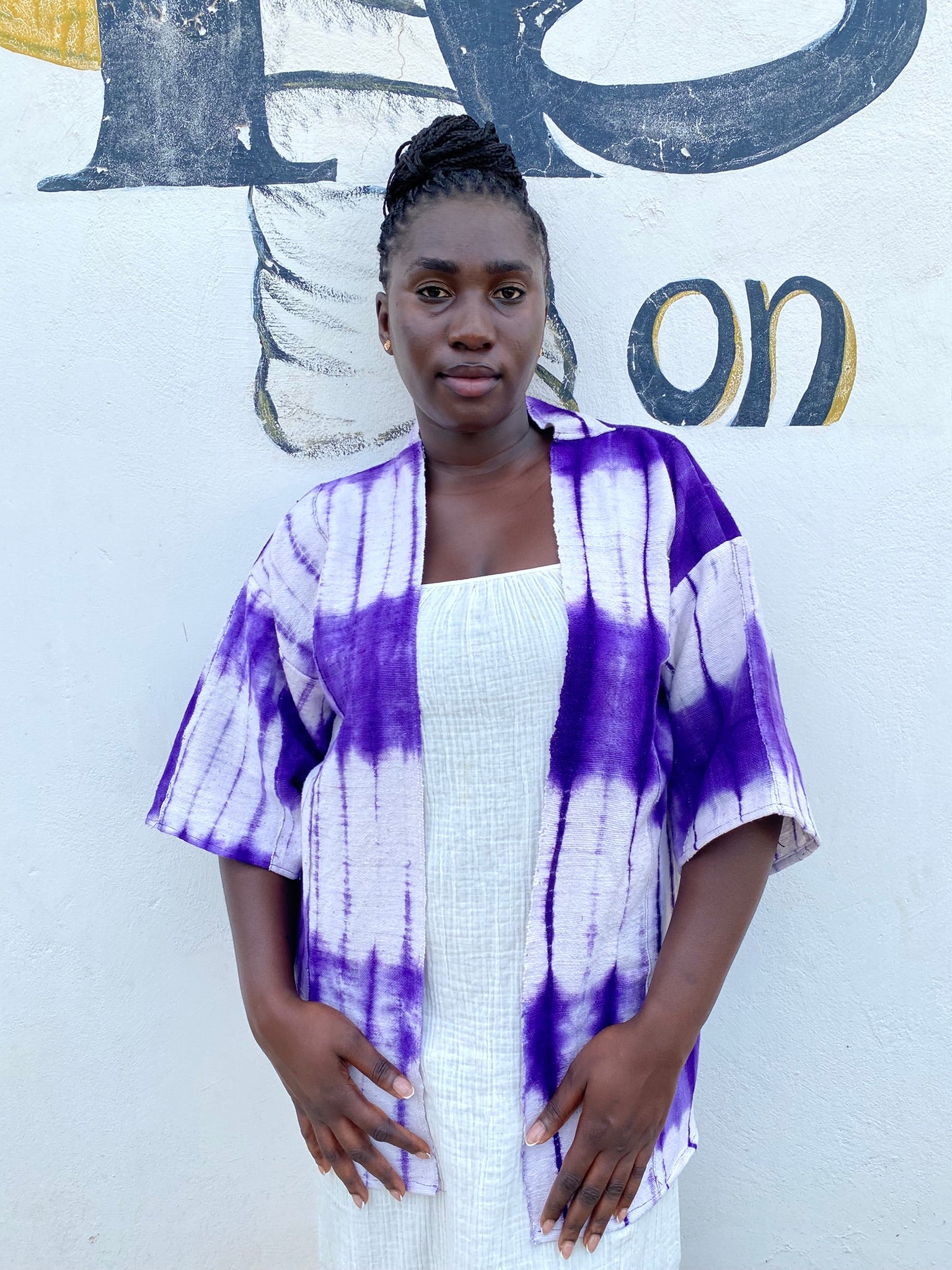 Authentic Resist-Dyed Purple Indigo Jacket, Bamana Indigo Cloth, Handwoven Open Front Jacket, No. 02, (M/L)