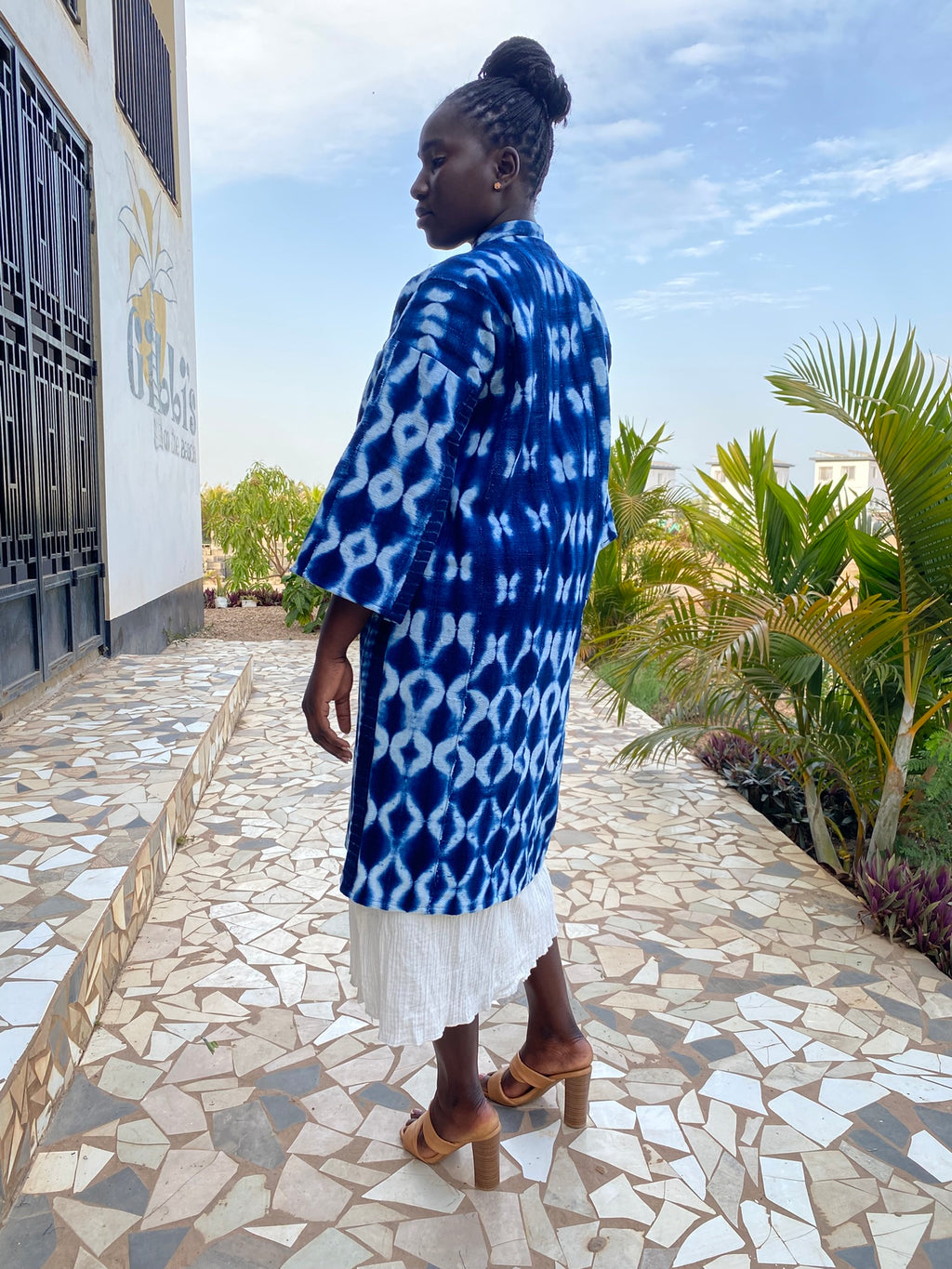 Authentic Resist-Dyed Indigo Duster – Bamana Handwoven Open Front Jacket, No. 03 | Ayo & Aye