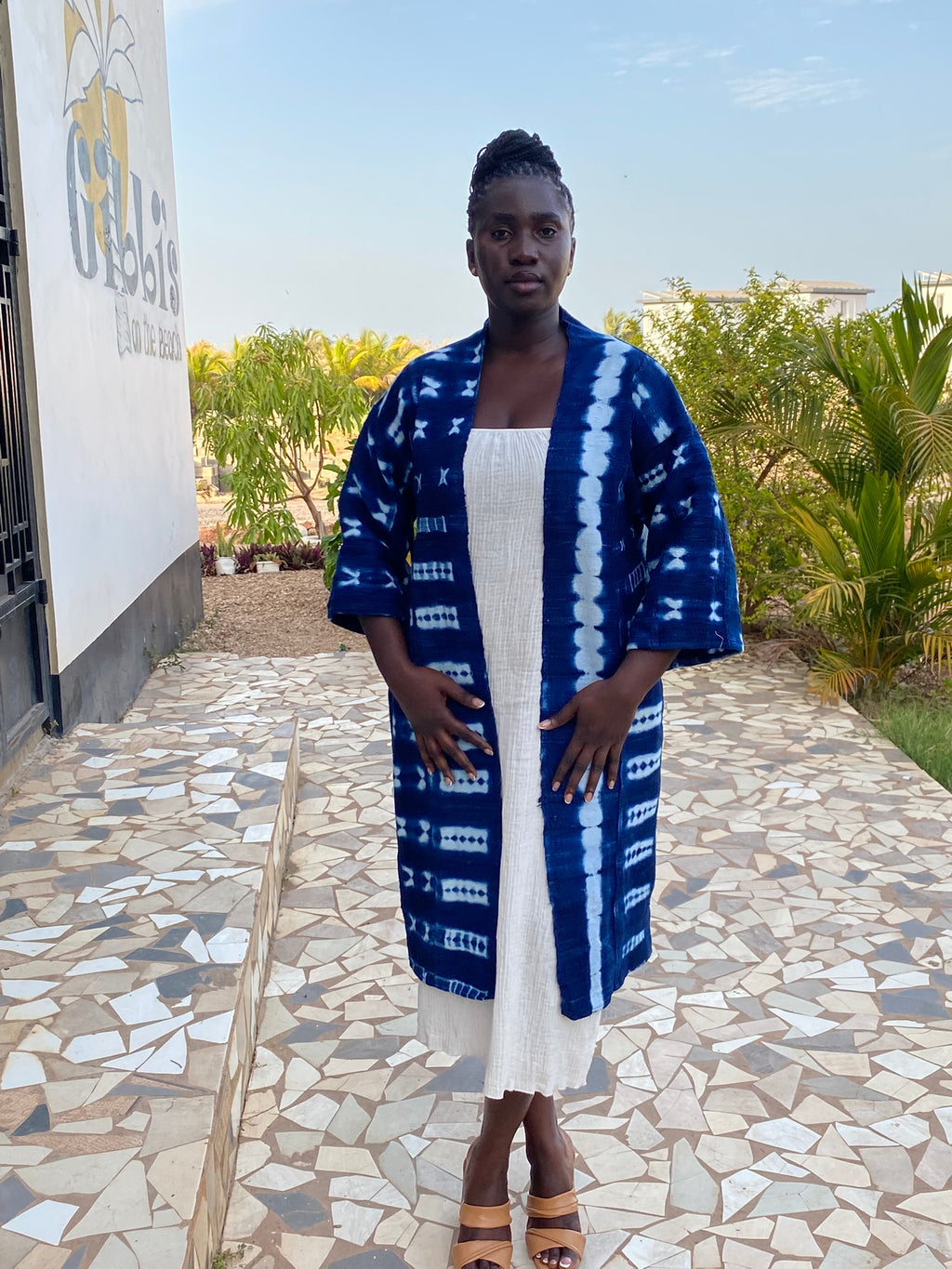 Authentic Resist-Dyed Indigo Duster – Bamana Handwoven Open Front Jacket, No. 04, M/L | Ayo & Aye