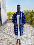 Authentic Resist-Dyed Indigo Duster – Bamana Handwoven Open Front Jacket, No. 04, M/L | Ayo & Aye