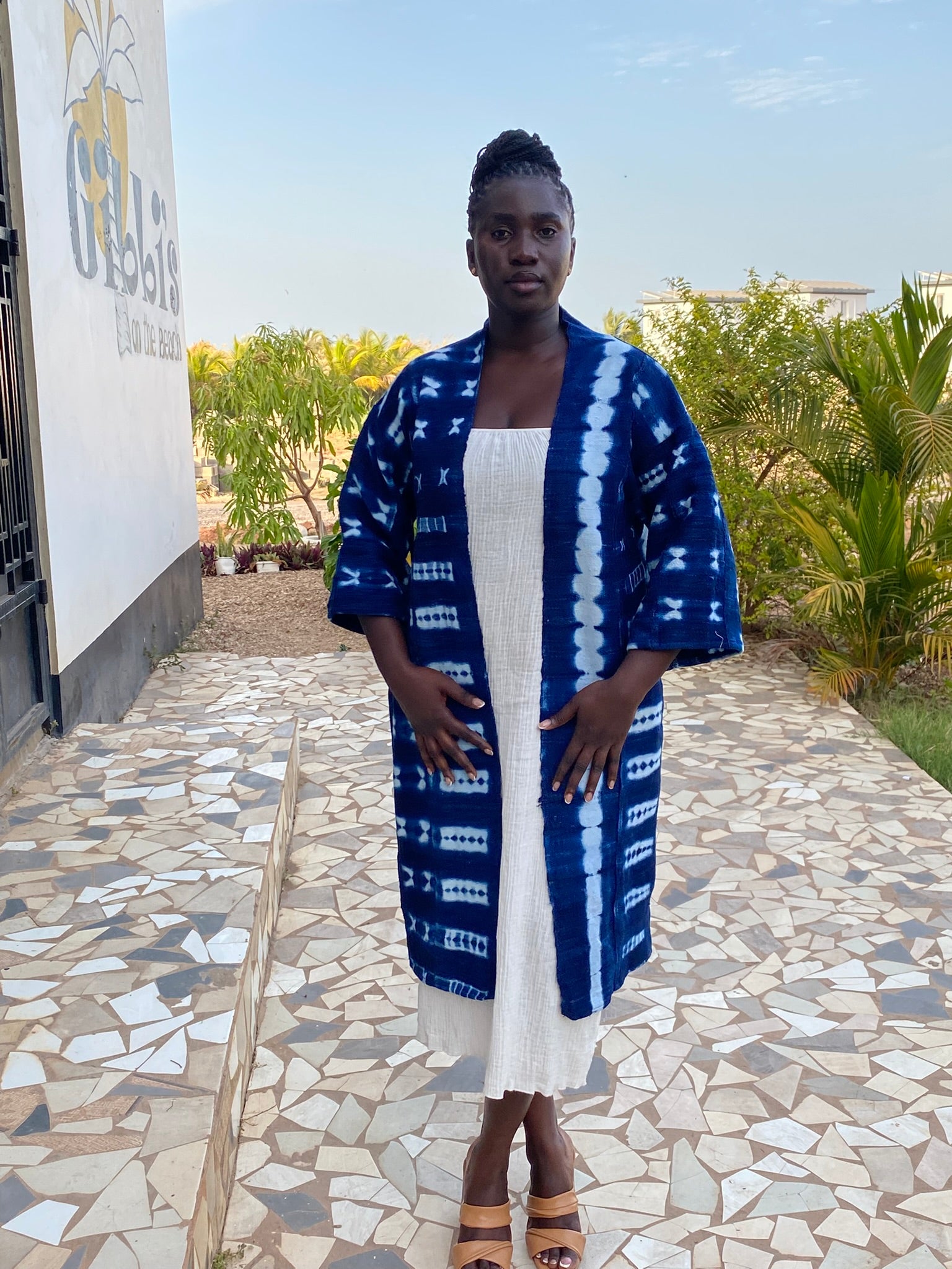 Authentic Resist-Dyed Indigo Duster, Bamana Indigo Cloth, Handwoven Open Front Jacket, No. 04 (M/L)