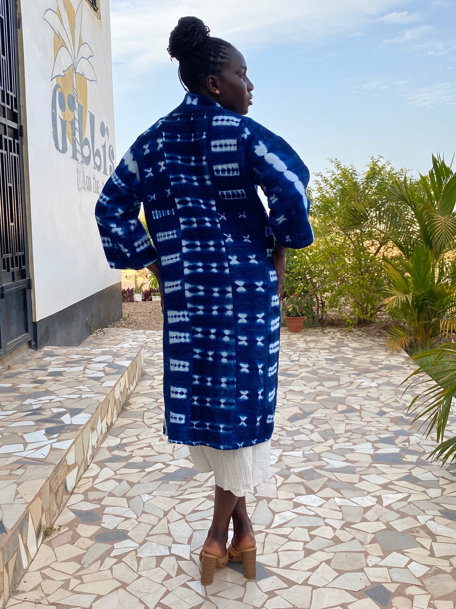 Authentic Resist-Dyed Indigo Duster, Bamana Indigo Cloth, Handwoven Open Front Jacket, No. 04 (M/L)