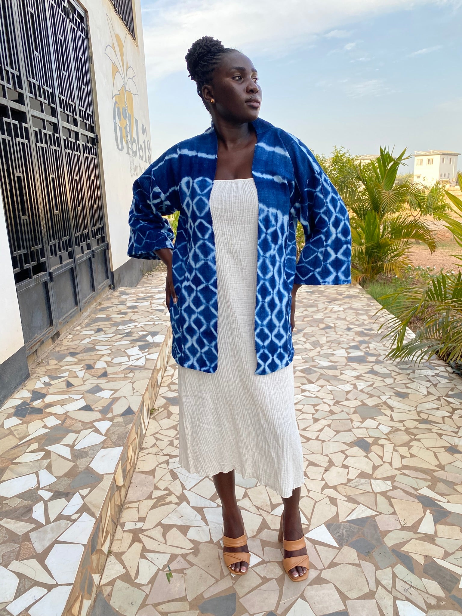 Authentic Resist-Dyed Indigo Jacket, Bamana Indigo Cloth, Handwoven Indigo Duster, No. 02 (M/L)