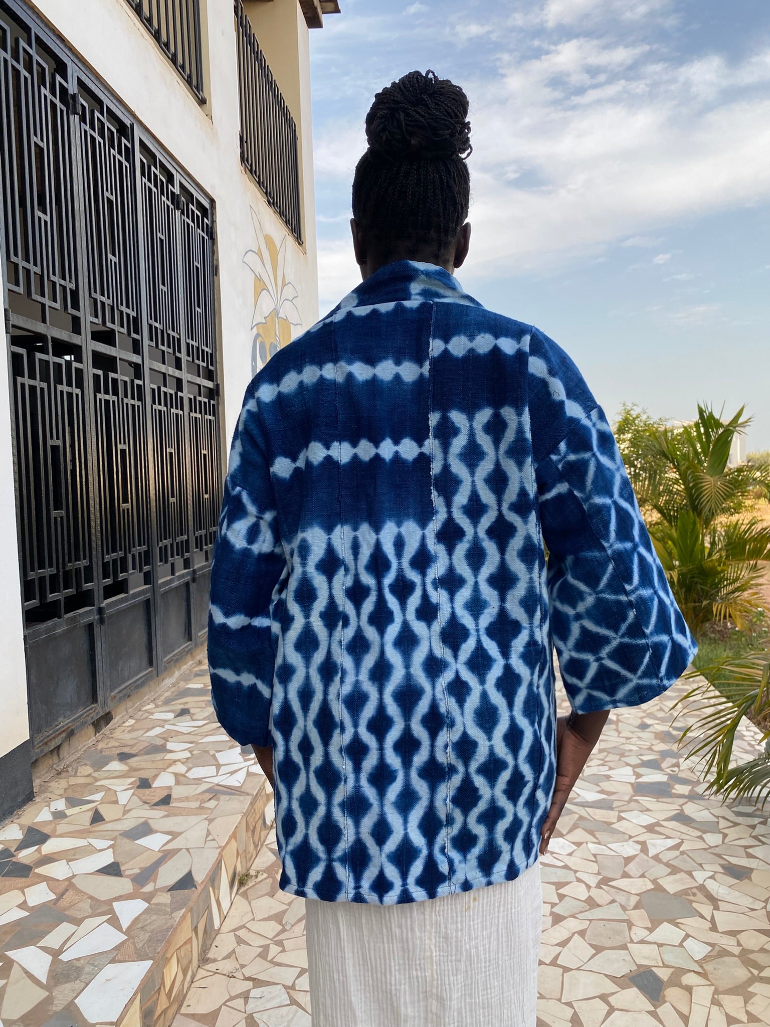 Authentic Resist-Dyed Indigo Jacket, Bamana Indigo Cloth, Handwoven Indigo Duster, No. 02 (M/L)