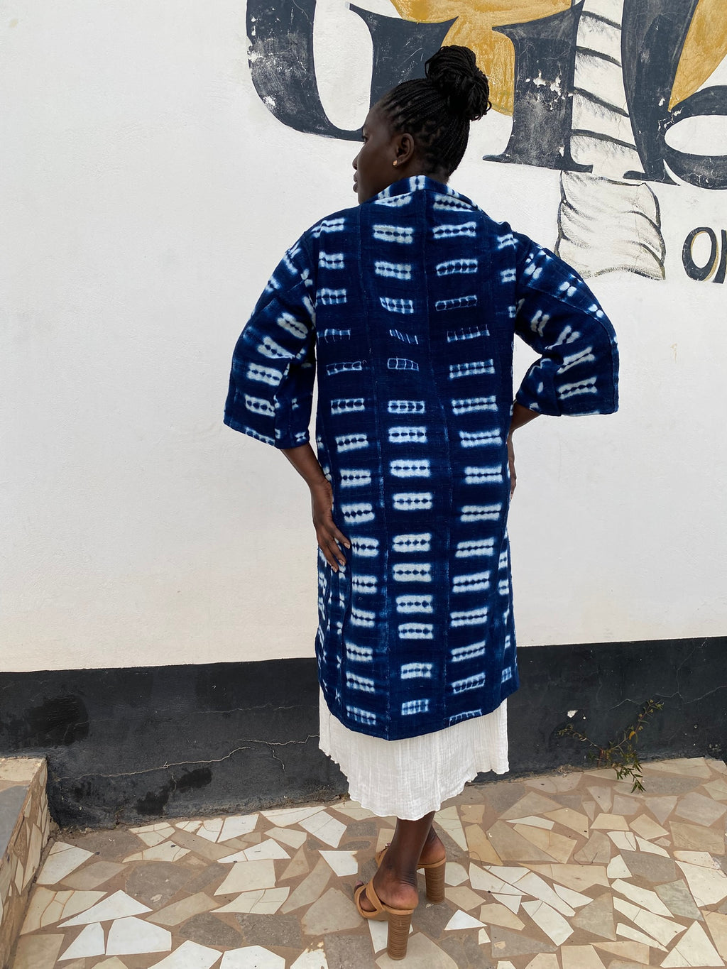 Authentic Resist-Dyed Indigo Duster – Bamana Handwoven Open Front Jacket, No. 05, S | Ayo & Aye