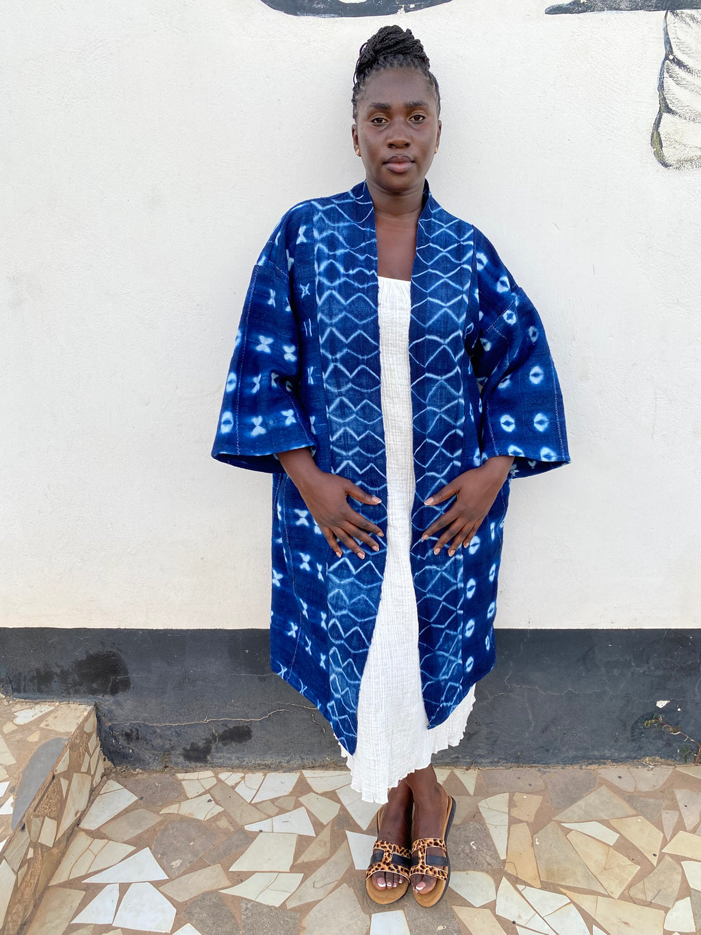 Authentic Resist-Dyed Indigo Duster – Bamana Handwoven Open Front Jacket, No. 09 (M/L) | Ayo & Aye