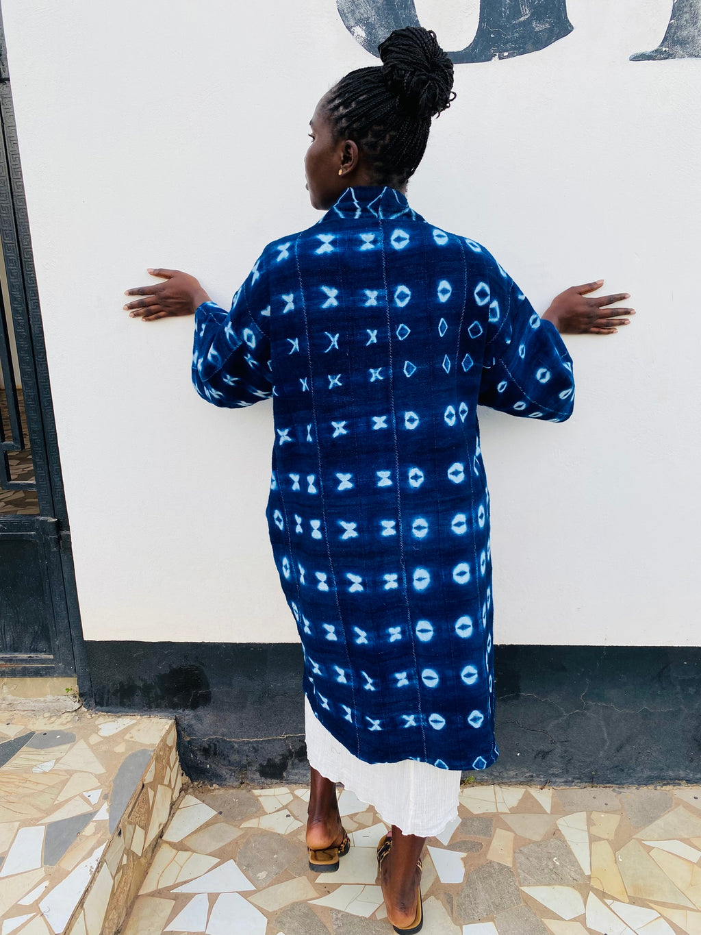 Authentic Resist-Dyed Indigo Duster – Bamana Handwoven Open Front Jacket, No. 09 (M/L) | Ayo & Aye