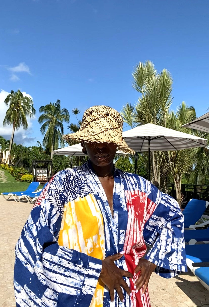 The Kumi Resort Kimono, Multi-colored #007, Artisanal Batik, 100% Cotton (M-XL)