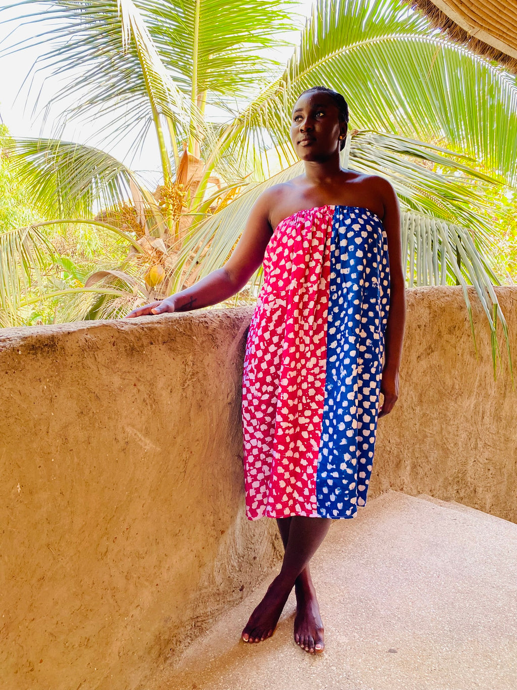Blue & Magenta Pebble Convertible Strapless Dress & Midi Skirt – Hand-Dyed Cotton | Ayo & Aye