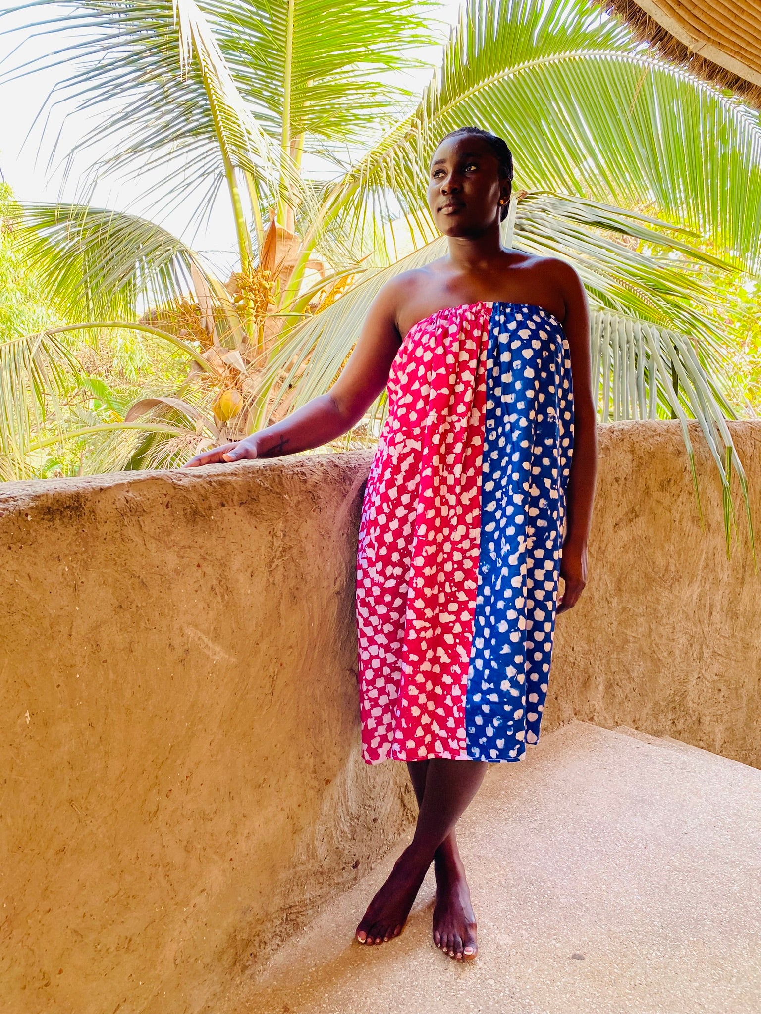 Blue & Magenta Pebble Convertible Strapless Dress & Midi Skirt – Hand-Dyed Cotton | Ayo & Aye