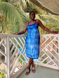 Blue Stitch-Resist Hand-Dyed Strappy Back Maxi Dress – Cotton | Ayo & Aye