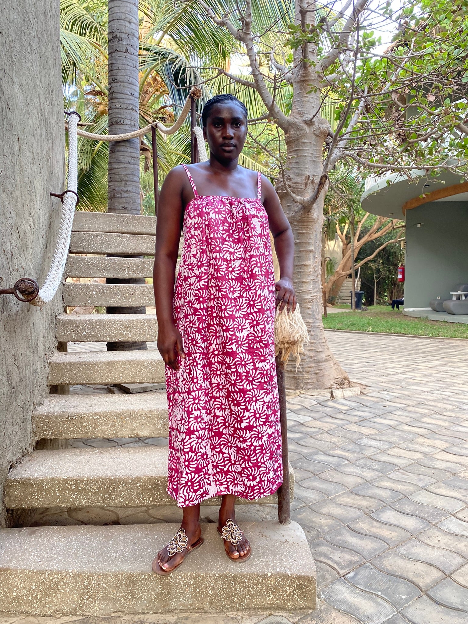 Magenta Petals Strappy Back Maxi Dress – Artisanal Resist-Dyed Cotton | Ayo & Aye