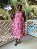 Magenta Linework Strappy Back Maxi Dress – Artisanal Resist-Dyed Cotton | Ayo & Aye