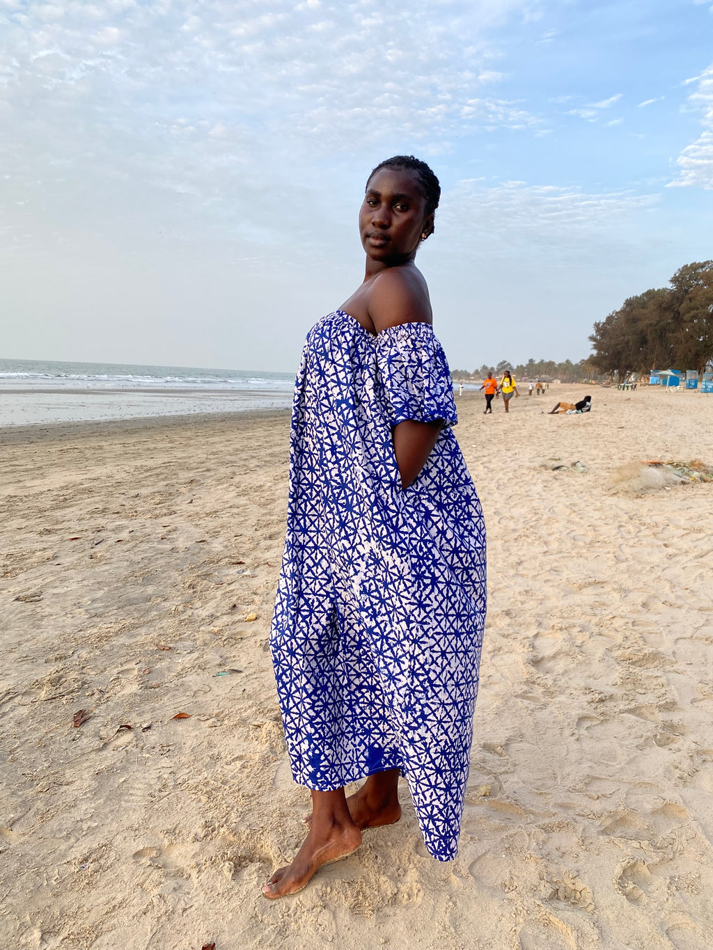 Blue Crossline Drop Shoulder Maxi Dress – Artisanal Resist-Dyed Cotton | Ayo & Aye