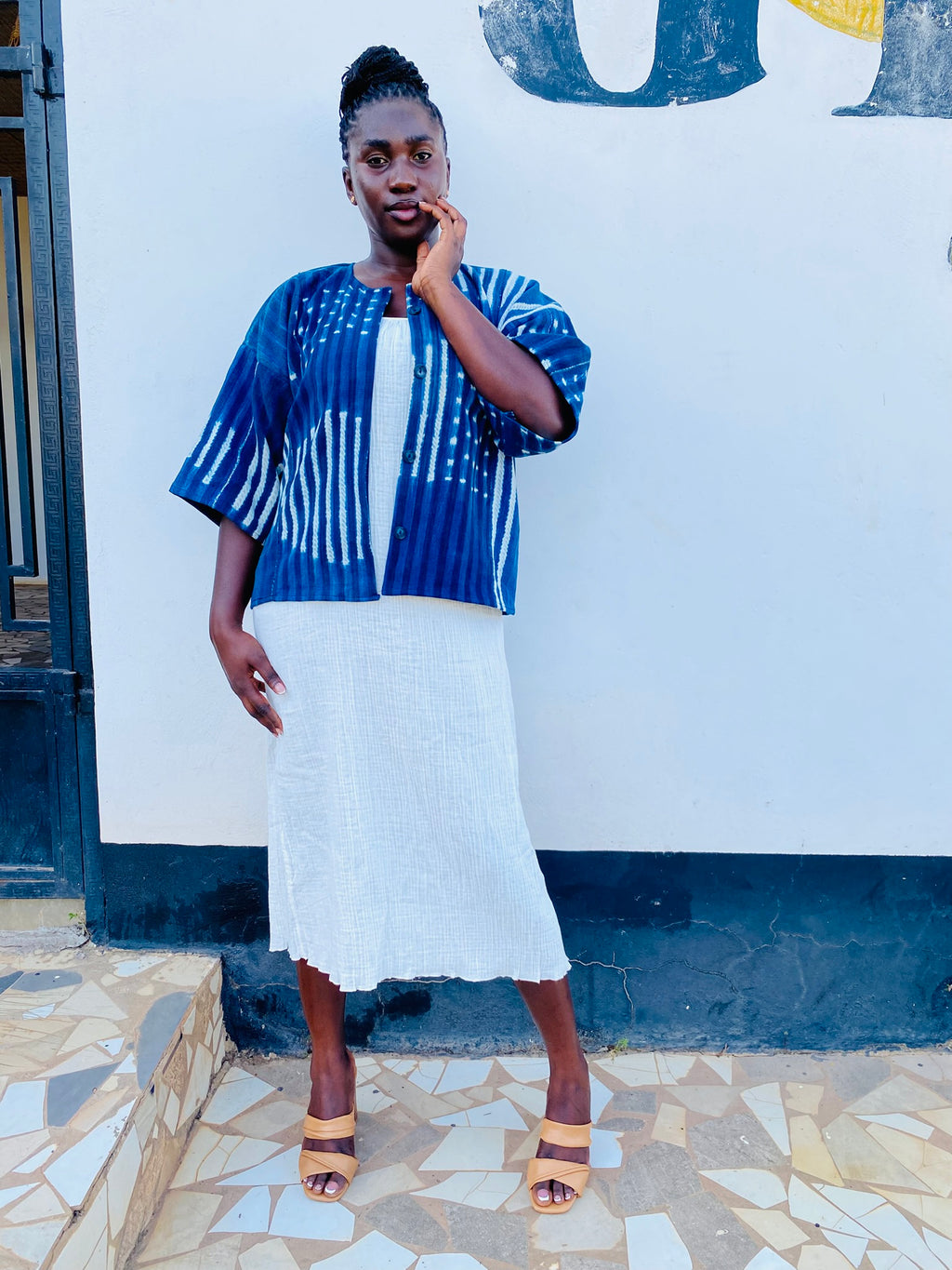 Authentic Resist-Dyed Vintage Mossi Indigo Jacket – Handwoven Button-Down, No. 01 (M/L) | Ayo & Aye