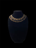 Black & Gold Multi-Strand Glass Bead Collar Necklace