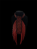 Heishi Vinyl Disc Choker – Red & Black Spider Motif Statement Necklace