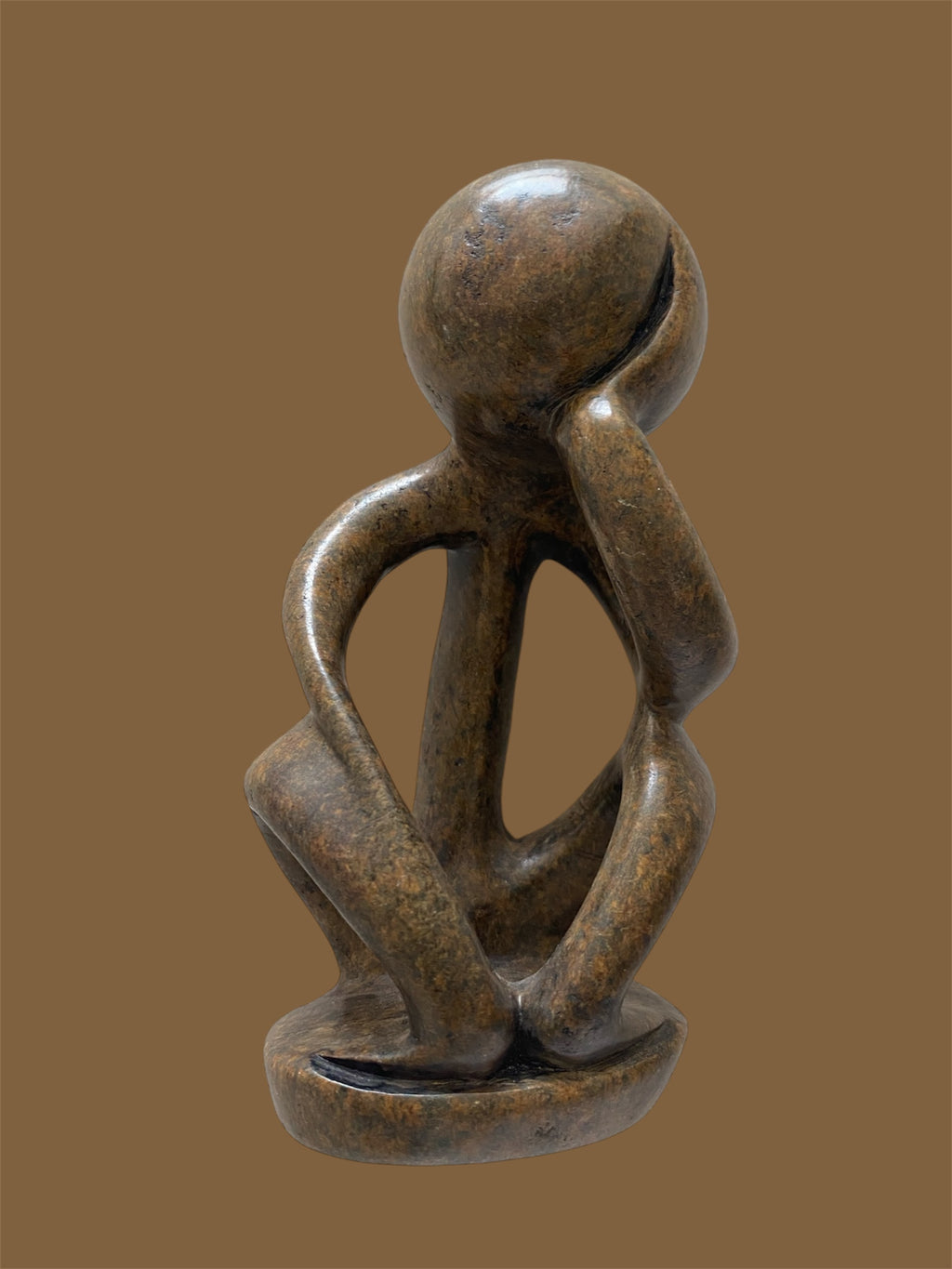 Thinker Stone Sculpture, Hand Carved Serpentine from Zimbabwe (02)