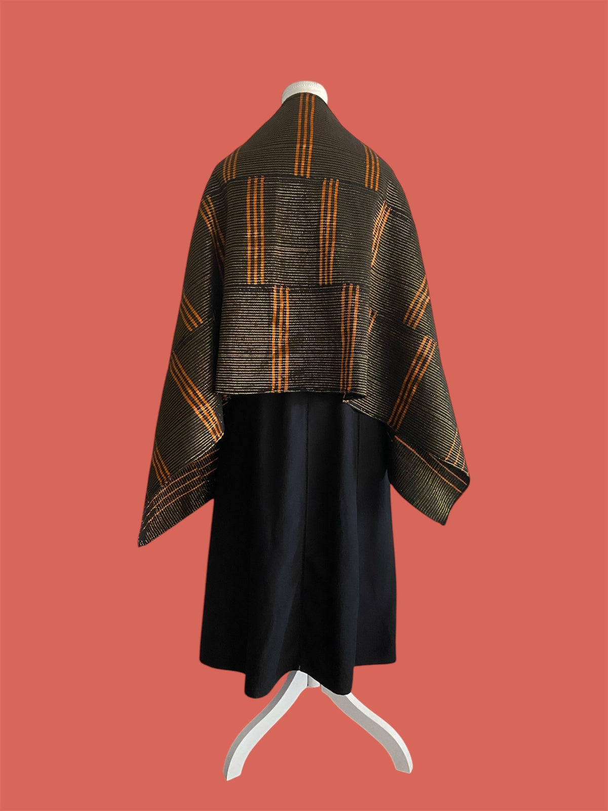 Manjak Handwoven Shawl | Bleenj Cloth | Black and Coral | Ayo & Aye