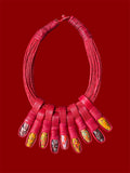 Red Chunky Leather Collar Necklace – Bold African Statement Jewelry | Ayo & Aye
