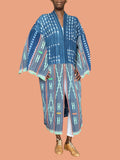 Vintage Indigo Duster – Mossi & Baoulé Patchwork, Handwoven Fine Cotton, Tropicale (M/XL) | Ayo & Aye