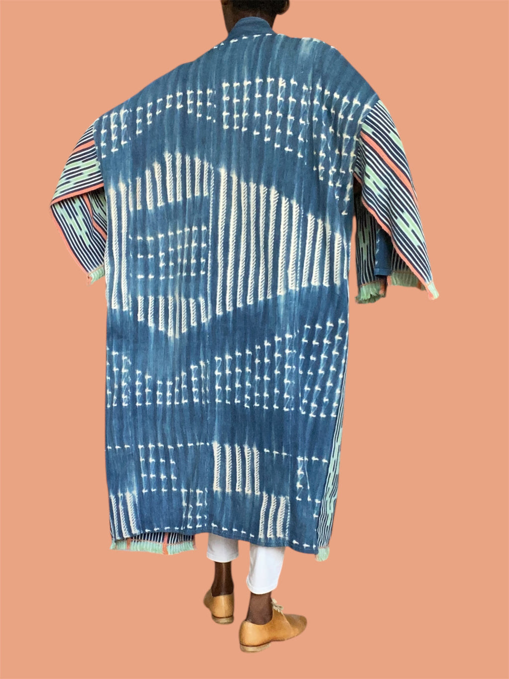 Vintage Indigo Duster – Mossi & Baoulé Patchwork, Handwoven Fine Cotton, Tropicale (M/XL) | Ayo & Aye