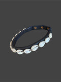 Cowry Shell Leather Choker Necklace | Adjustable Fit | Handcrafted African Jewelry | Black